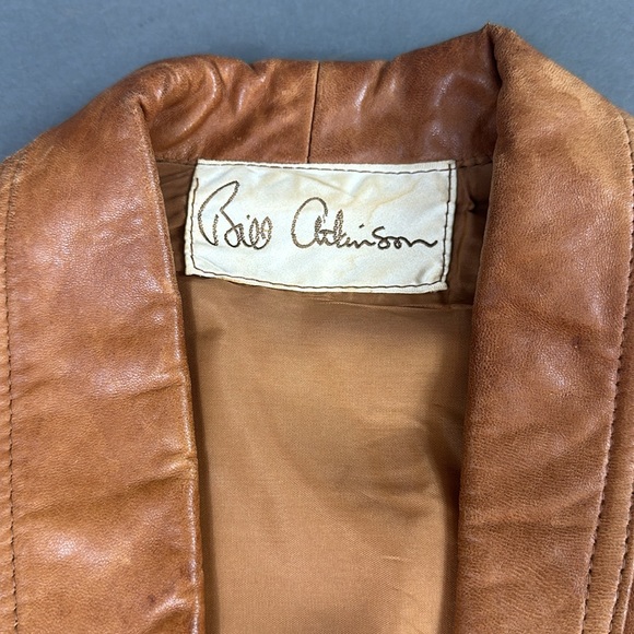 *Bill Atkinson* Vintage Tan Leather Western Vest Size S - Picture 9 of 16